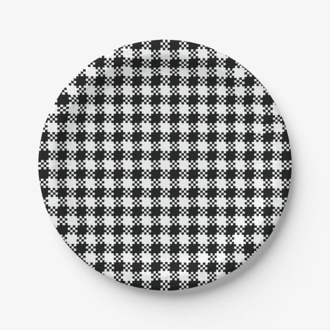 Assiettes En Carton Plaque papier Houndstooth (Devant)