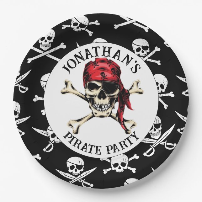 Assiettes En Carton Plaque papier jolly roger PIRATE (Devant)