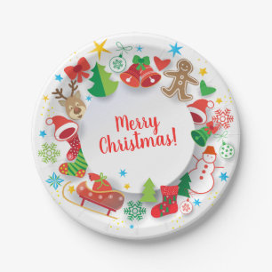 Assiettes En Carton Plaque papier - Joyeux Noël Bonne année! XMAS