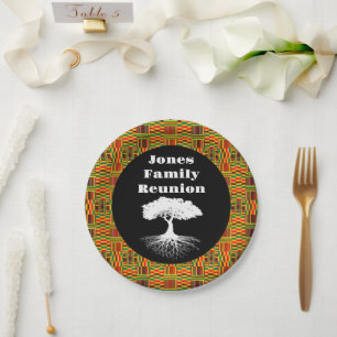 Assiettes En Carton Plaque papier Kente Black Family Reunion