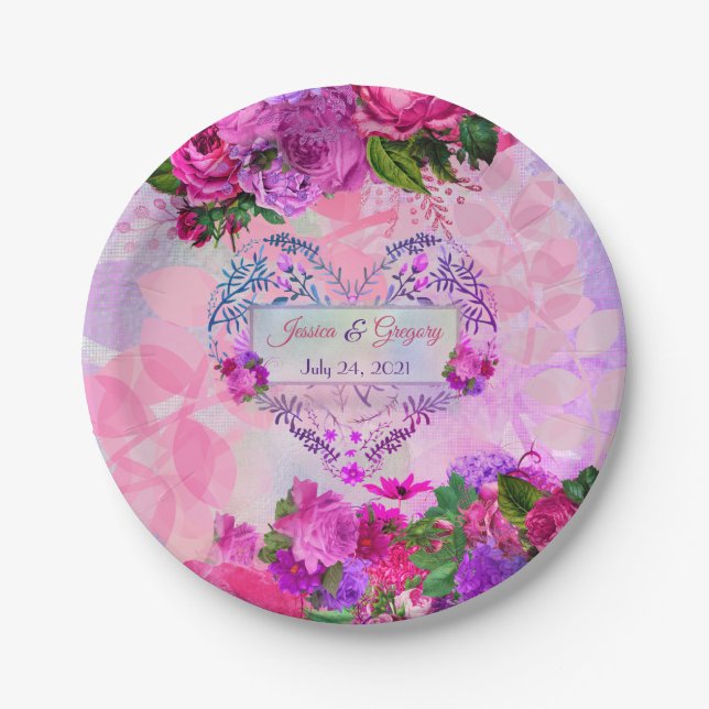 Assiettes En Carton Plaque papier Mariage Amethyst Raspberry (Devant)