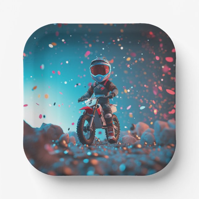 Assiettes En Carton Plaque papier moto | Fête d'anniversaire (Recto)