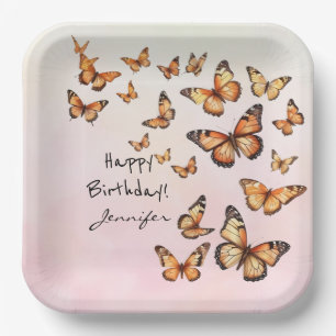 Assiettes En Carton Plaque Papier Papier papillon fête d'anniversaire