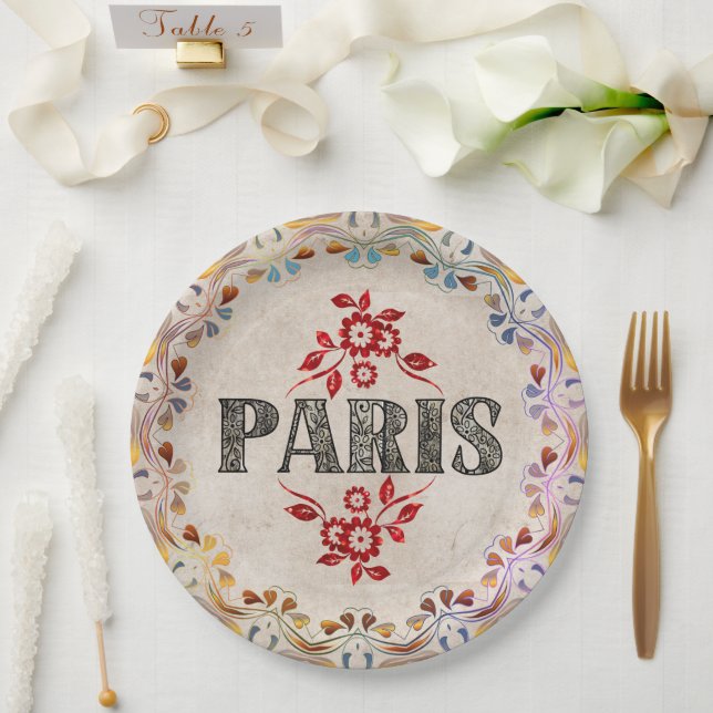 Assiettes En Carton Plaque papier Paris (Mariage)