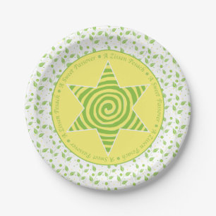 Assiettes En Carton Plaque papier passover "Design Feuille vert/jaune"