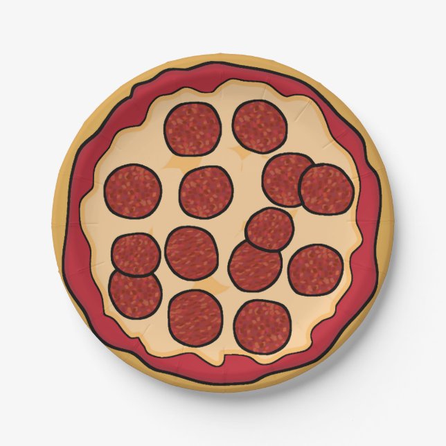 Assiettes En Carton Plaque Papier Pepperoni Pizza (Devant)