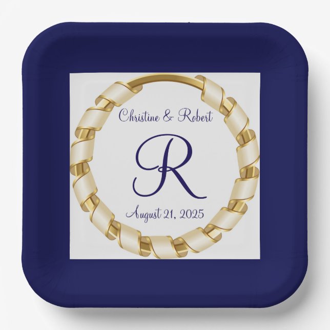 Assiettes En Carton Plaque papier personnalisée pour mariage ou annive (Recto)