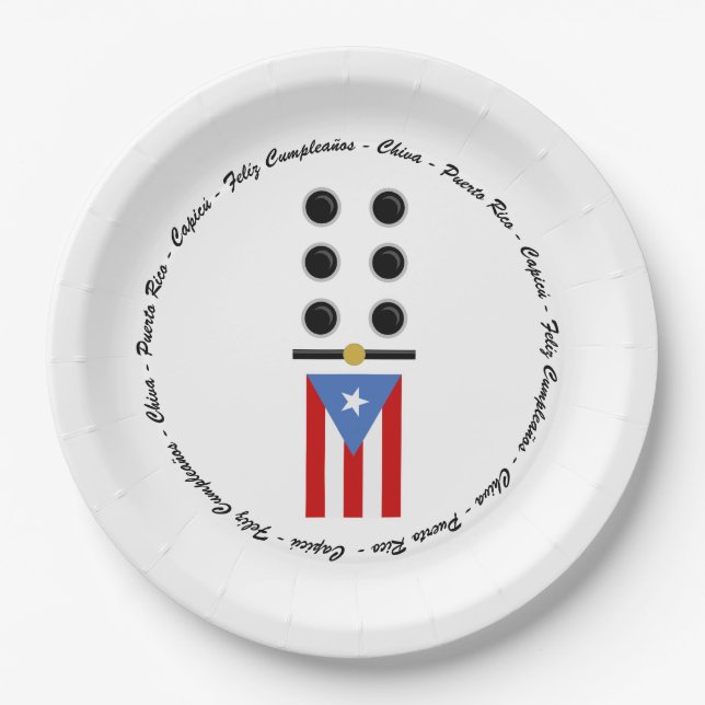 Assiettes En Carton Plaque papier Porto Rico Domino (Devant)
