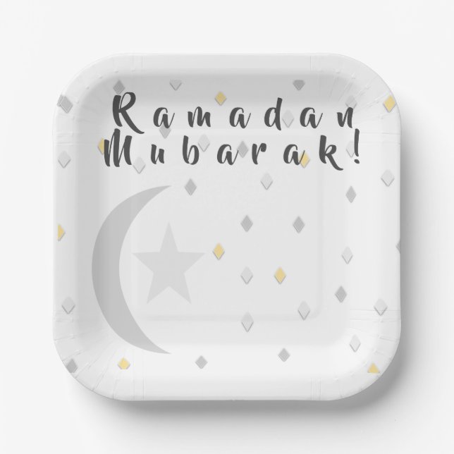 Assiettes En Carton Plaque papier Ramadan Moubarak (Recto)