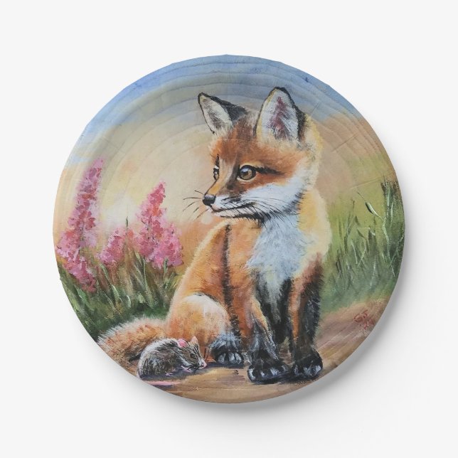 Assiettes En Carton Plaque papier Red Fox Kit & Mouse (Devant)