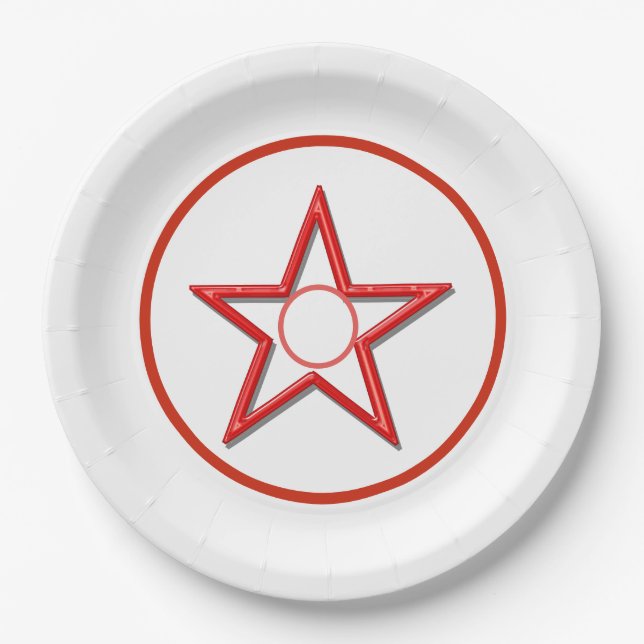 Assiettes En Carton Plaque papier - Red Star et cercles (Devant)