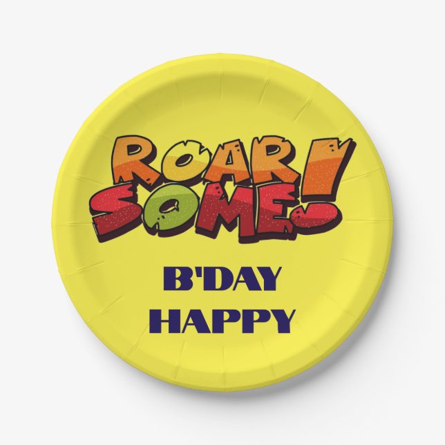 Assiettes En Carton Plaque papier ronde "B’Day Happy" (Devant)