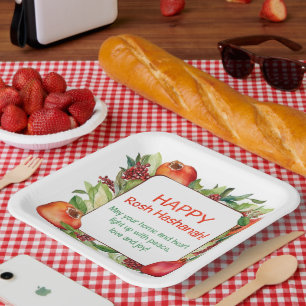 Assiettes En Carton Plaque papier Rosh Hashanah