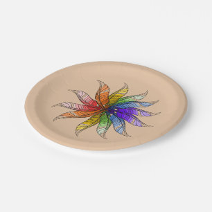 Assiettes En Carton Plaque papier - Roue couleur plumes