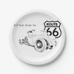 Assiettes En Carton Plaque papier Route 66