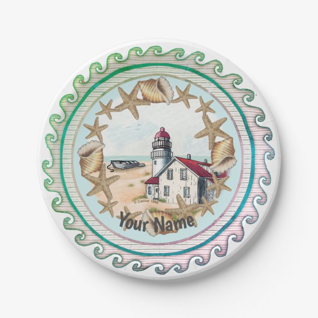 Assiettes En Carton Plaque papier Seashell Lighthouse (Devant)