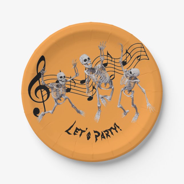 Assiettes En Carton Plaque papier Skeleton Dance Party (Devant)