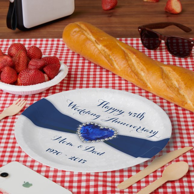 Assiettes En Carton Plaque papier Soft Damask 45e anniversaire Mariage (Pique-nique)