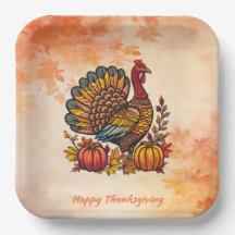 Plaque papier Thanksgiving traditionnel