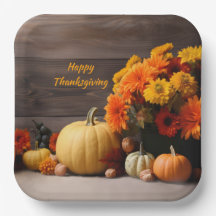 Plaque papier Thanksgiving traditionnelle