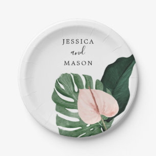 Assiettes En Carton Plaque papier Wedding shower de Monstera Tropical