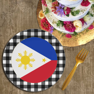 Assiettes En Carton Plaque philippine, plaid de buffle et drapeau phil