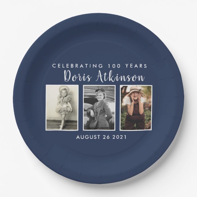 Assiettes En Carton Plaque photo 100e anniversaire (Devant)