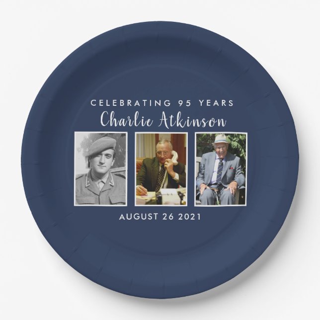 Assiettes En Carton Plaque photo de 95e anniversaire (Devant)