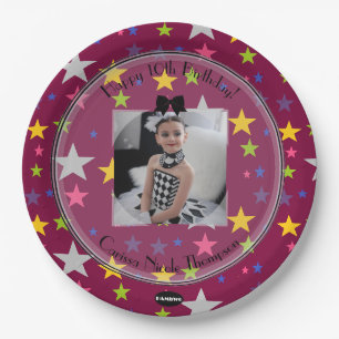Assiettes En Carton Plaque photo Stars Plaque d'anniversaire HAMbWG