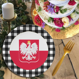 Assiettes En Carton Plaque Pologne, plaid de buffle & drapeau polonais