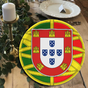 Assiettes En Carton Plaque portugaise, Emblème, surdimensionné, drapea