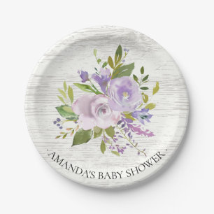 Assiettes En Carton Plaque Rustique Lavande De Ressort Douche 7"