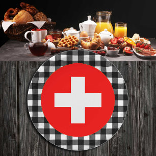 Assiettes En Carton Plaque Suisse, plaid de buffle & drapeau suisse