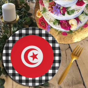 Assiettes En Carton Plaque Tunisie, plaid de buffle & Drapeau tunisien