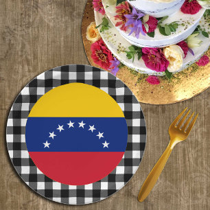 Assiettes En Carton Plaque Venezuela, plaid de buffle & drapeau vénézu