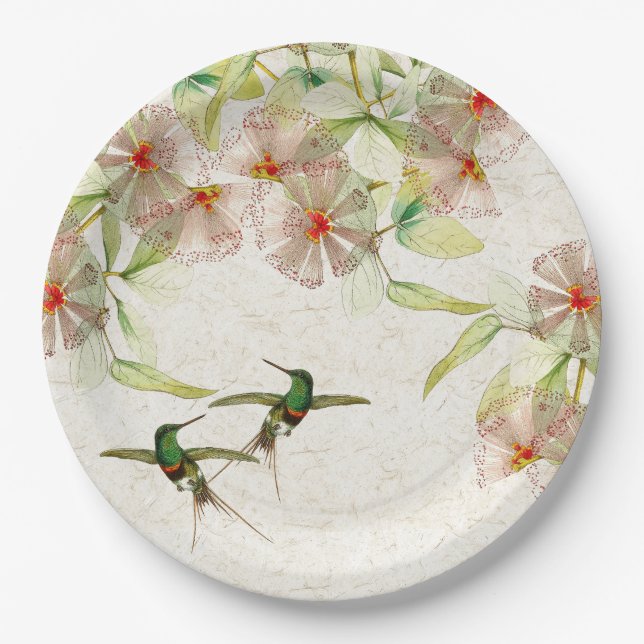 Assiettes En Carton Plaques à papier d'animaux de fleurs d'oiseaux de (Devant)