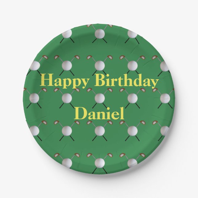 Assiettes En Carton Plaques à papier d'anniversaire de golf (Devant)