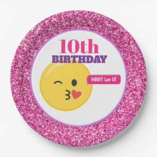 Assiettes En Carton Plaques à papier d'anniversaire d'Emoji de partie