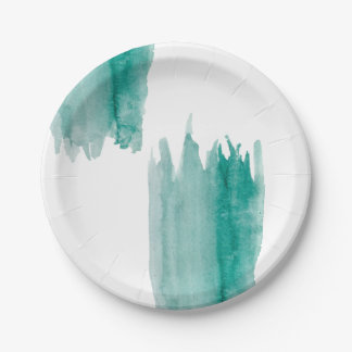 Assiettes En Carton Plaques à papier d'aquarelle turquoise