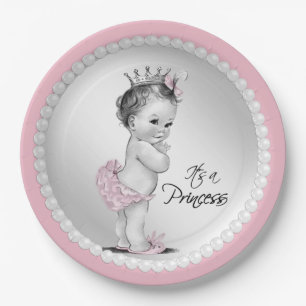 Assiettes En Carton Plaques à papier de baby shower de princesse Pearl