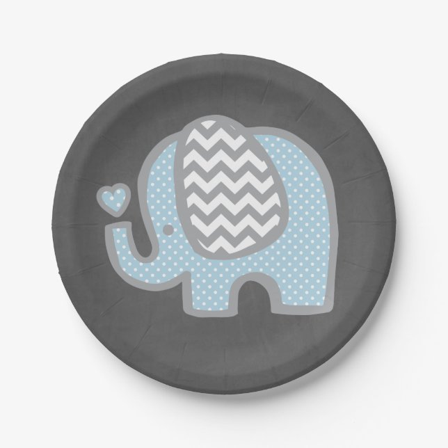 Assiettes En Carton Plaques à papier de baby shower d'éléphant pour le (Devant)