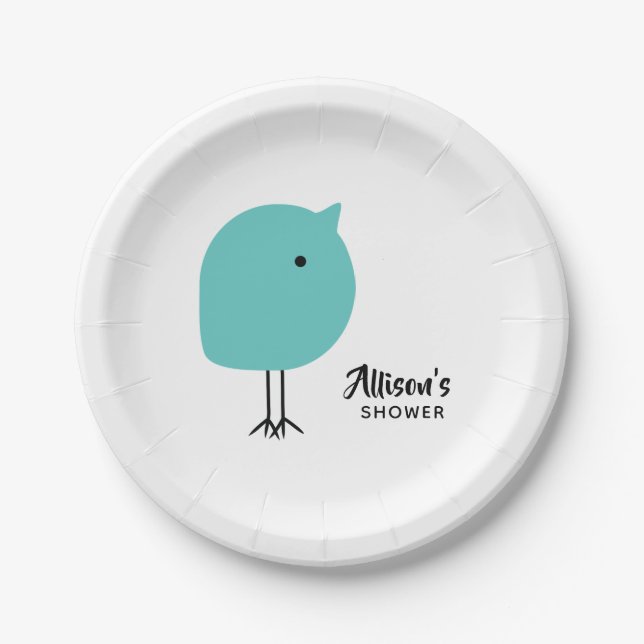 Assiettes En Carton Plaques à papier de baby shower moderne de poussin (Devant)