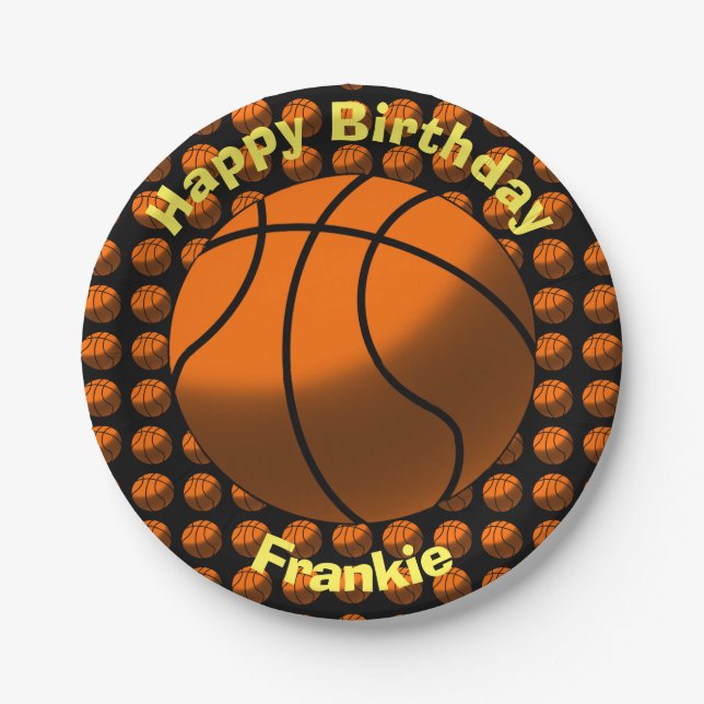 Assiettes En Carton Plaques à papier de basket-ball (Devant)