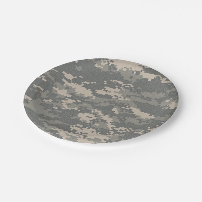 Assiettes En Carton Plaques à papier de camouflage d'ACU Digital Camo (Angle)