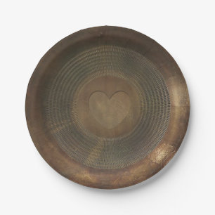 Assiettes En Carton Plaques à papier de coeur rustique en métal