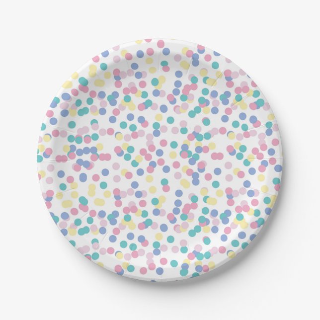 ASSIETTES EN CARTON PLAQUES À PAPIER DE CONFETTIS - 7" DIAMÈTRE (Devant)