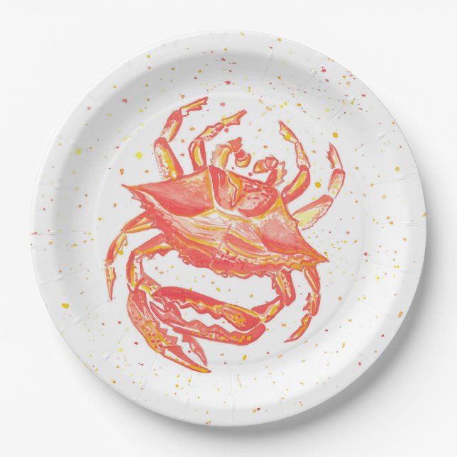 Assiettes En Carton Plaques à papier de crabe rouge lumineux (Devant)