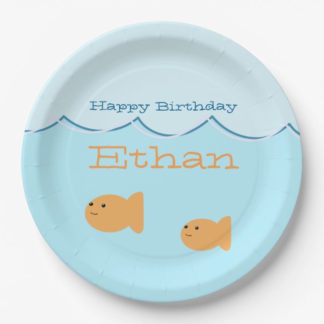 Assiettes En Carton Plaques à papier de fête d'anniversaire de poisson (Devant)