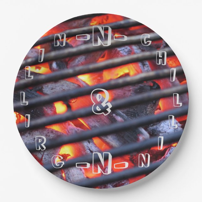 Assiettes En Carton Plaques à papier de Grillin et de Chillin (Devant)