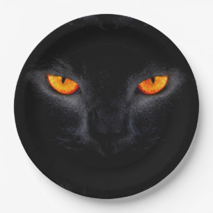 Assiettes En Carton Plaques à papier de Halloween/chat noir